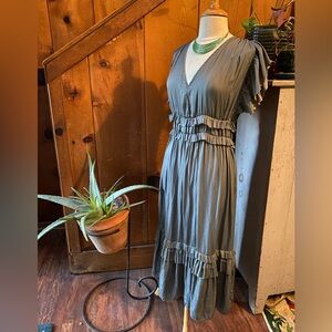 Grade & Gather Ruffle Satin Sleeve Dress